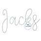 JACKS Script Chenille Yarn Applique Design Machine Embroidery Five Sizes 5x7, 8x8, 6x10, 7x12, and 8x12 Hoop