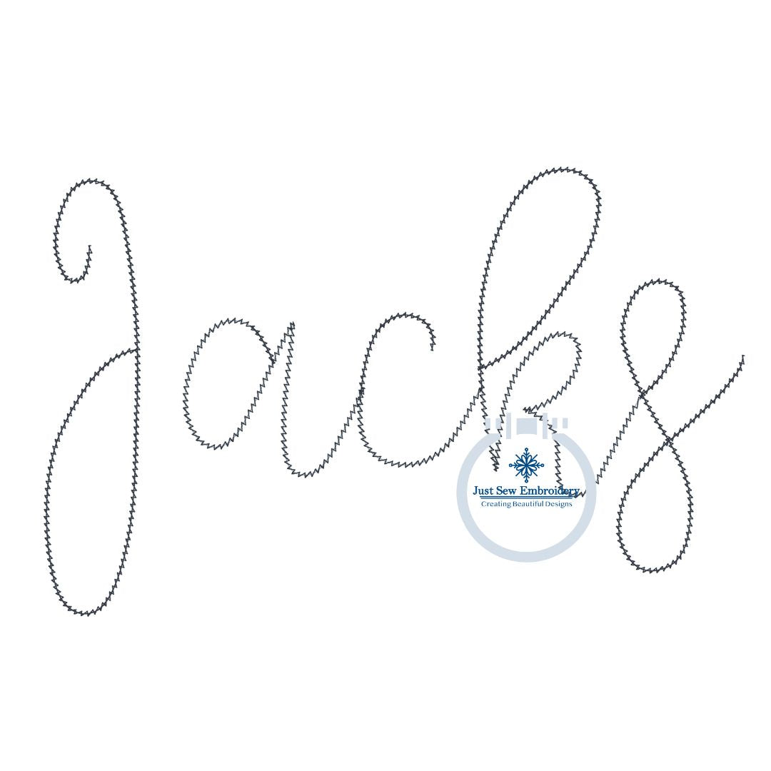 JACKS Script Chenille Yarn Applique Design Machine Embroidery Five Sizes 5x7, 8x8, 6x10, 7x12, and 8x12 Hoop