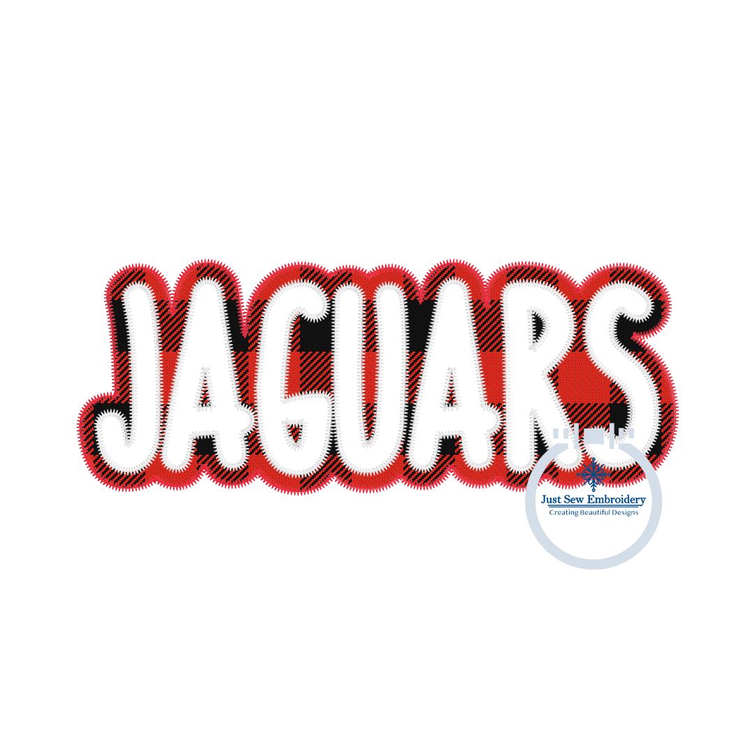 JAGUARS Applique Two Layer Design Machine Embroidery Two Color ZigZag Edge 8x12 Hoop