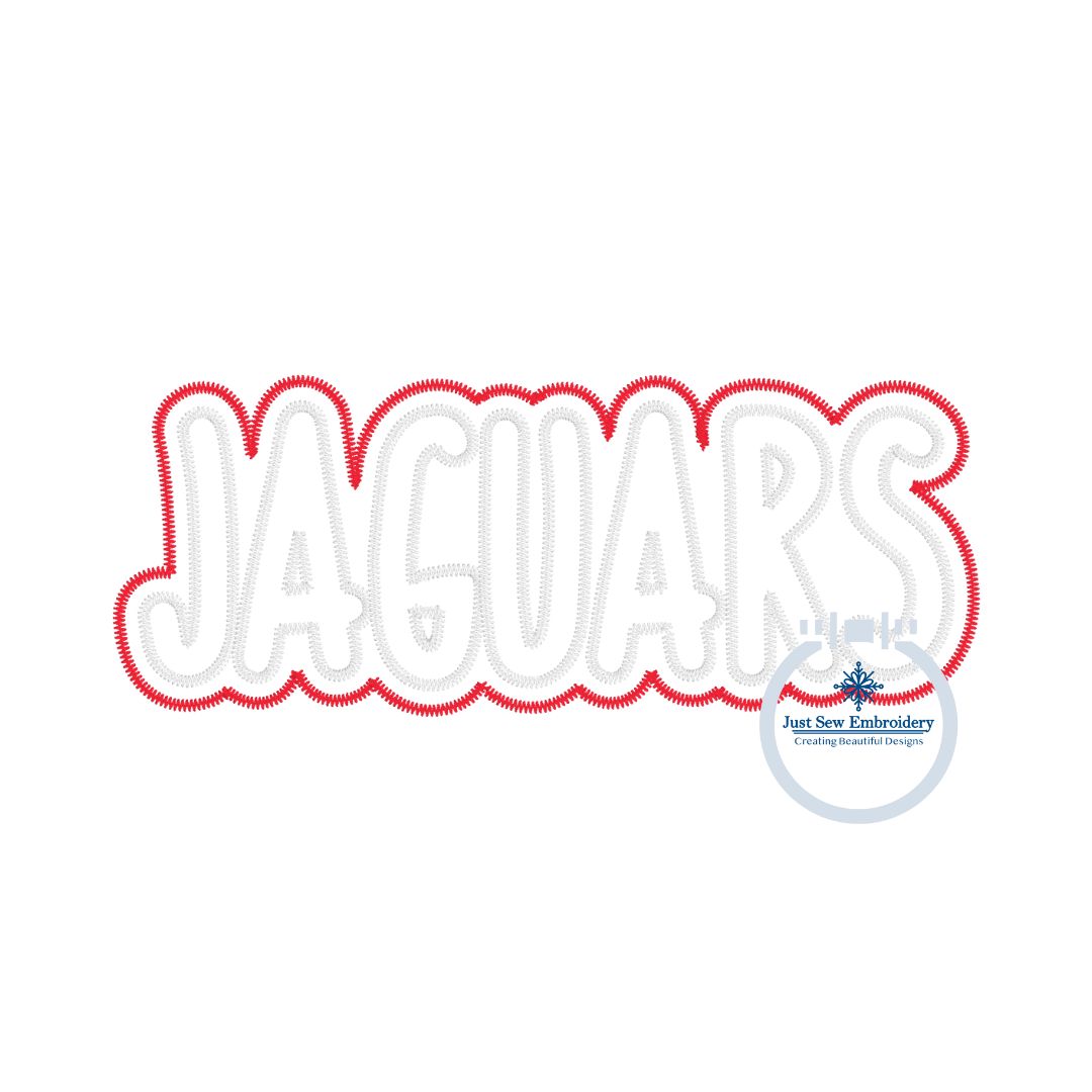 JAGUARS Applique Two Layer Design Machine Embroidery Two Color ZigZag Edge 8x12 Hoop