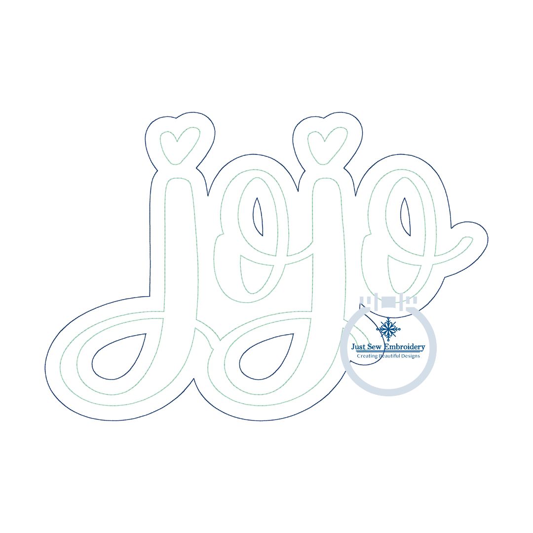 JOJO Double Raggy Applique Embroidery Design Grandma Grandmother Mother's Day Gift Five Sizes 5x7, 6x10, 8x8, 7x12, and 8x12 Hoop