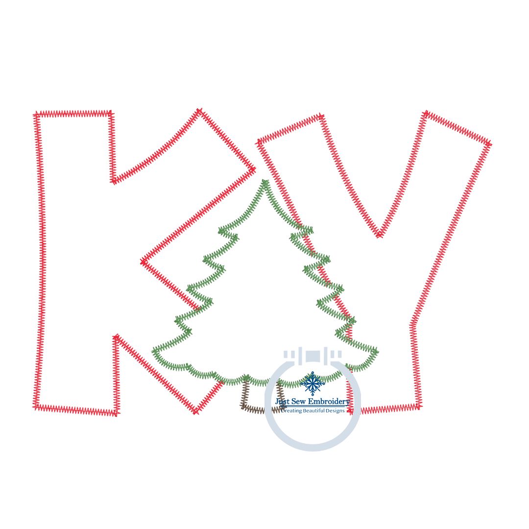 KY Christmas Tree Applique Embroidery Kentucky Machine Embroidery Zigzag Edge Sizes 5x7, 8x8, 6x10, 7x12, and 8x12 Hoop