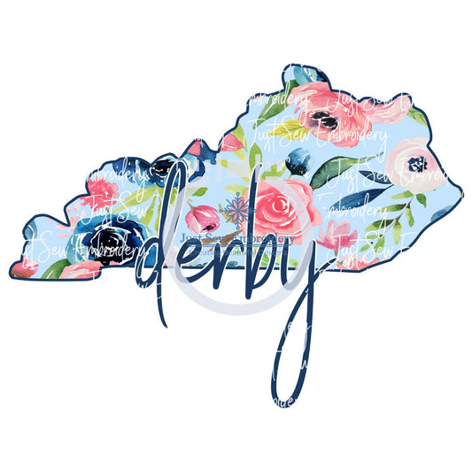 Kentucky Derby Floral State Print PNG Digital File KY