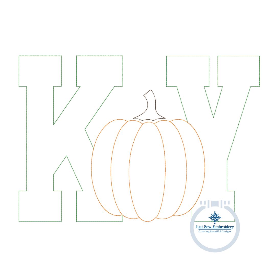 KY Pumpkin Applique Embroidery Raggy Edge Stitch Kentucky Five Sizes 5x7, 8x8, 6x10, 7x12, and 8x12 Hoop