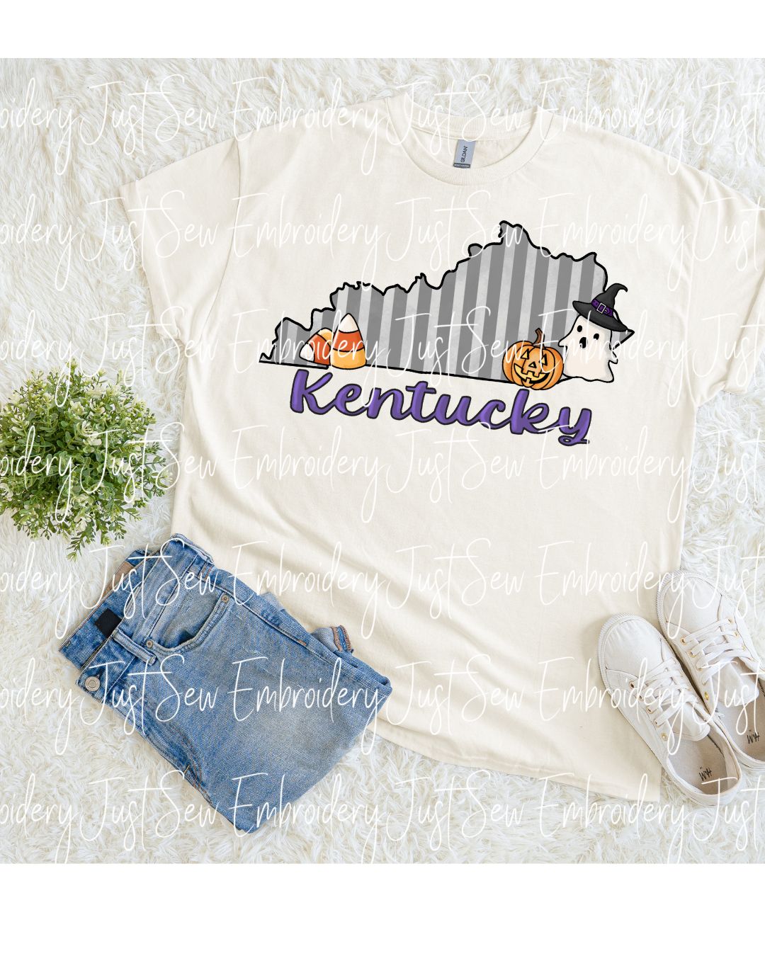 Cute Kentucky State Ghost Pumpkin Candy Corn Print PNG Hand Drawn Digital File