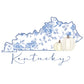 Kentucky Blue Flowered State Shape With Pumpkin Print PNG Hand Drawn Digital File