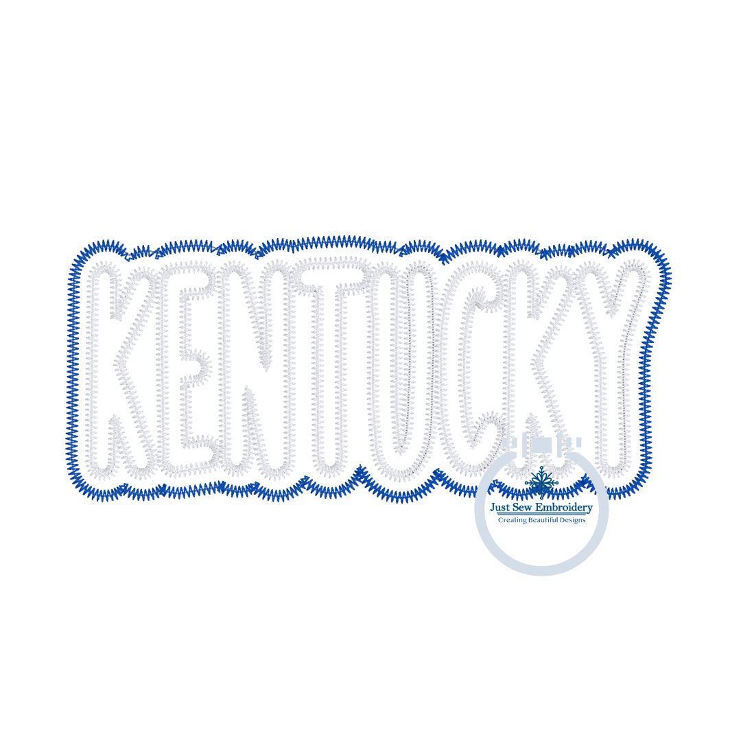 KENTUCKY Two Layer Zigzag Applique Embroidery Three Sizes 8x8 Hoop, 6x10 Hoop and  8x12 Hoop