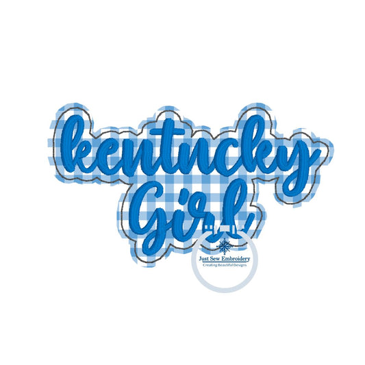 Kentucky Girl Raggy Applique Embroidery Design KY Hat One Size