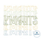 Knights Repeat Embroidered Bean Stitch Six Sizes 5x7, 6x10, 8x8, 9x9, 7x12, and 8x12 Hoop