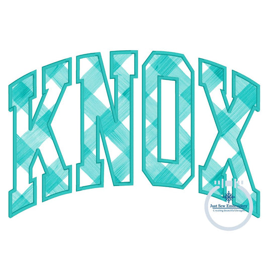 Knox Arched Applique Embroidery Five Sizes 5x7, 8x8, 6x10, 7x12, and 8x12 Hoop