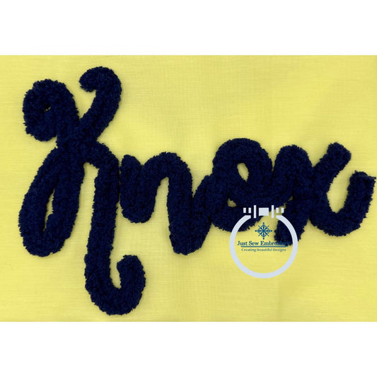 Knox Chenille Yarn Applique Embroidery Script Five Sizes 5x7, 8x8, 6x10, 7x12, and 8x12 Hoop