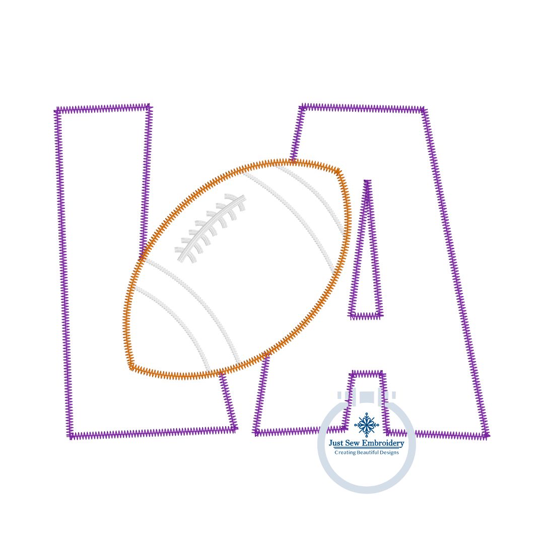 LA Football Zigzag Applique Embroidery Design Louisiana Five Sizes 5x7, 8x8, 6x10, 7x12, and 8x12 Hoop