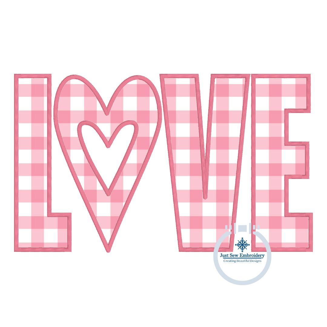 LOVE Heart Cutout Applique Embroidery Design Satin Edge Stitch Valentine's Day Five Sizes 5x7, 8x8, 9x9, 6x10 and 7x12