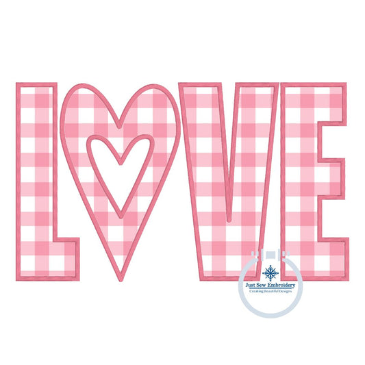 LOVE Heart Cutout Applique Embroidery Design Satin Edge Stitch Valentine's Day Five Sizes 5x7, 8x8, 9x9, 6x10 and 7x12