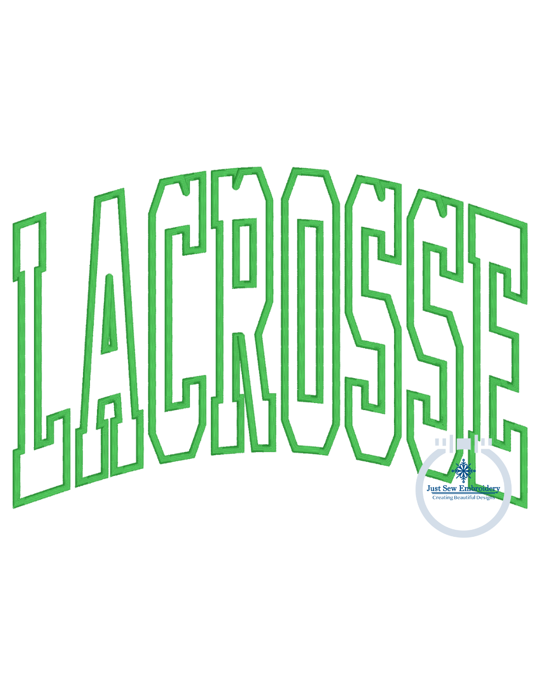 Lacrosse Arched Satin Applique Machine Embroidery Design Four Sizes 8x8, 6x10, 7x12, and 8x12 Hoop