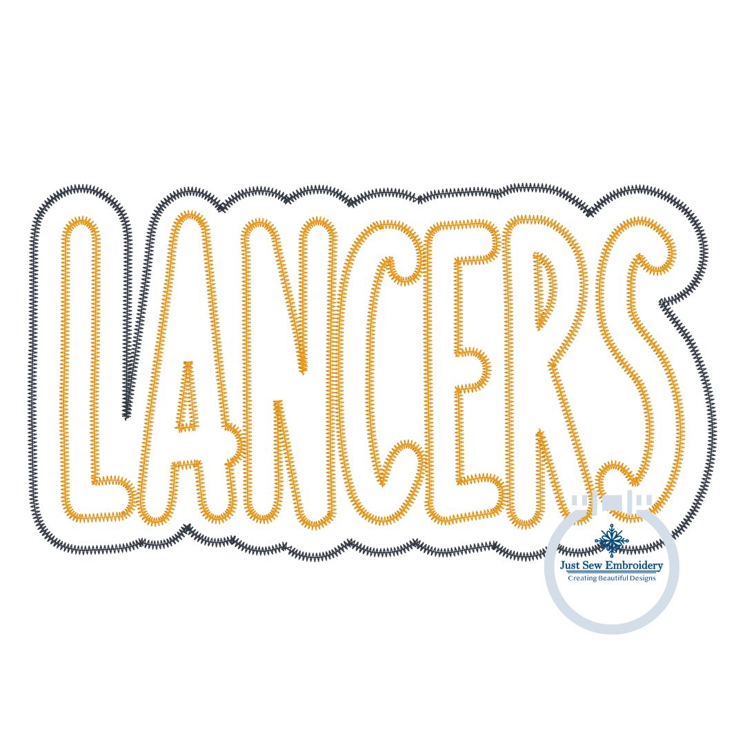 LANCERS Zigzag Applique Embroidery Two Layer Design Four Sizes 5x7, 8x8, 6x10, and 7x12 Hoop