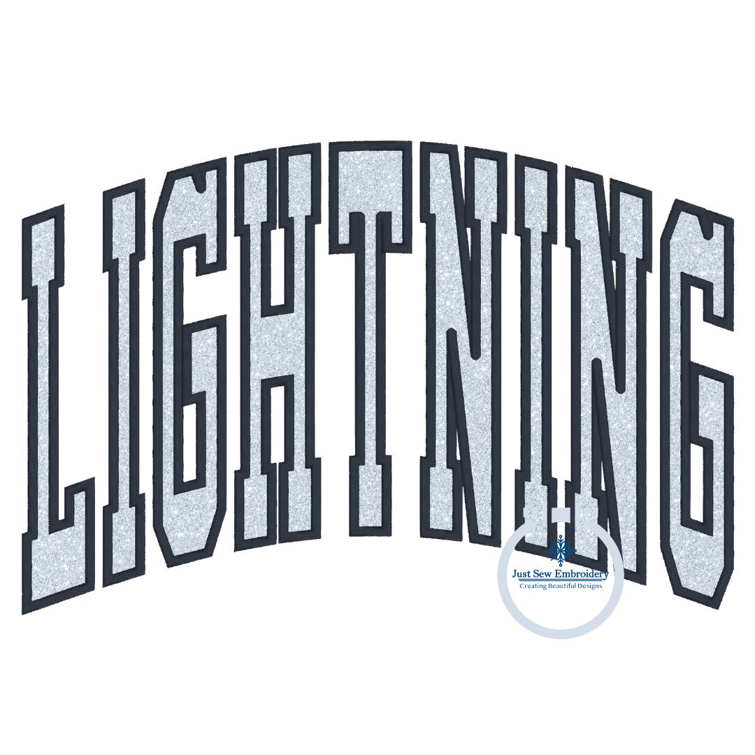 LIGHTNING Arched Satin Applique Embroidery Design Five Sizes 8x8, 9x9, 6x10, 7x12, and 8x12 Hoop