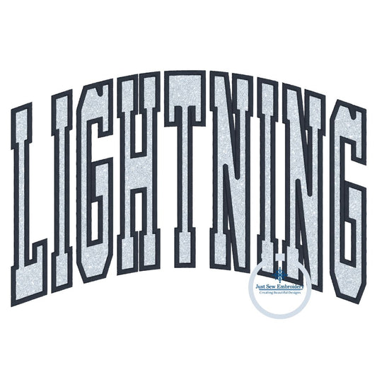 LIGHTNING Arched Satin Applique Embroidery Design Five Sizes 8x8, 9x9, 6x10, 7x12, and 8x12 Hoop