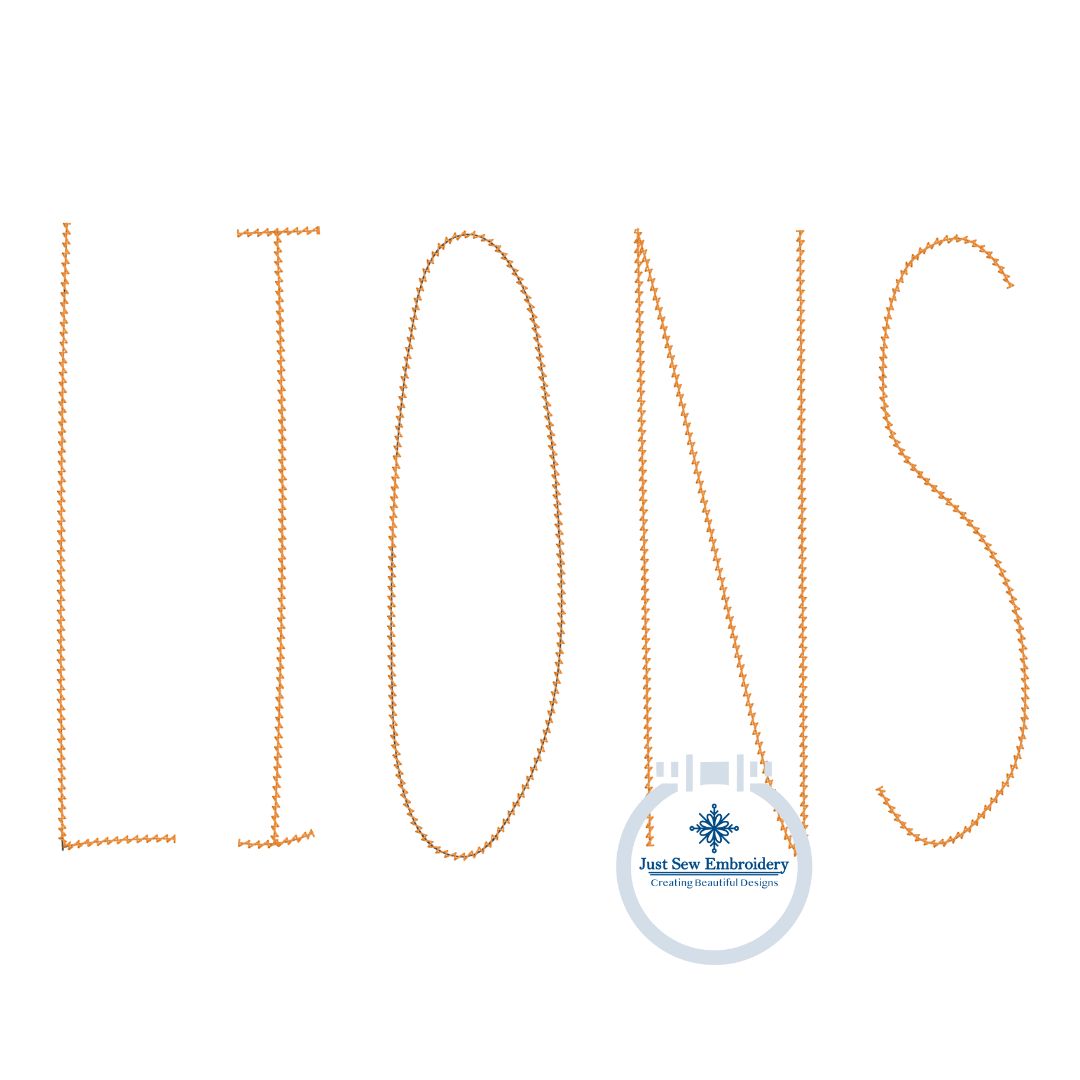 LIONS Tall Skinny Chenille Yarn Applique Design Machine Embroidery Five Sizes 5x7, 8x8, 6x10, 7x12, 8x12 Hoop