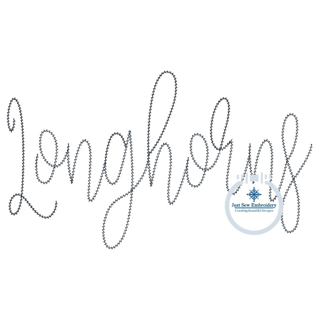 Longhorns Chenille Yarn Script Applique Machine Embroidery Design Two Sizes 6x10 & 7x12 Hoop