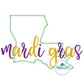 Louisiana Mardi Gras State Applique Embroidery ZigZag Script Design Machine Embroidery Five Sizes 5x7, 8x8, 6x10, 7x12, and 8x12 Hoop