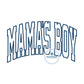 Mama's Boy Arched Satin Outline Embroidery Design Four Sizes 8x8, 6x10, 7x12, and 8x8 Stacked