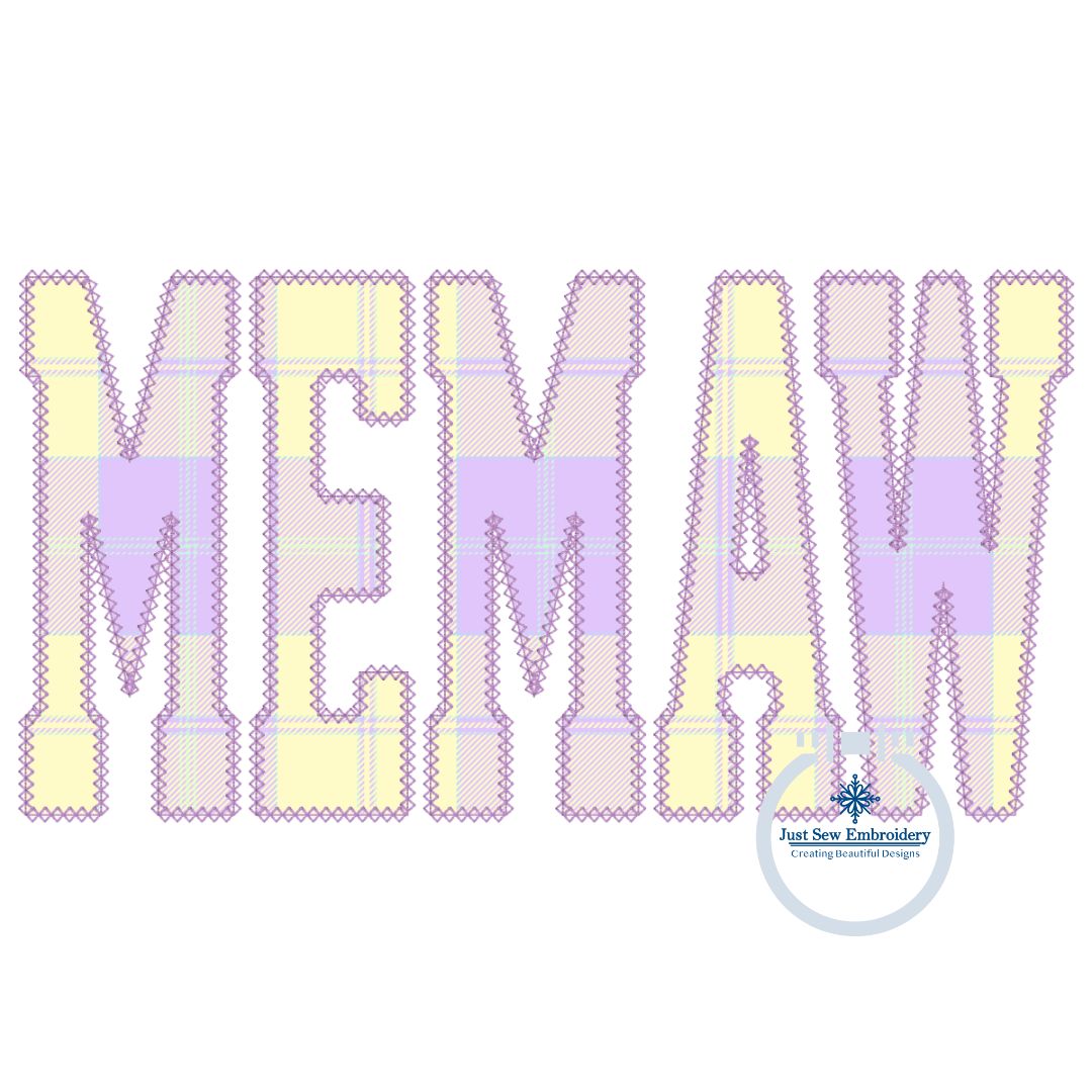 Memaw Diamond Applique Embroidery Design Grandma Mother's Day Gift Four Sizes 5x7, 8x8, 6x10, and 7x12 Hoop