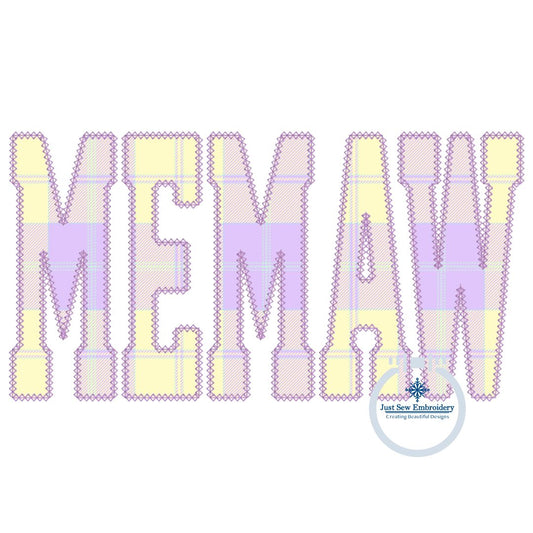 Memaw Diamond Applique Embroidery Design Grandma Mother's Day Gift Four Sizes 5x7, 8x8, 6x10, and 7x12 Hoop