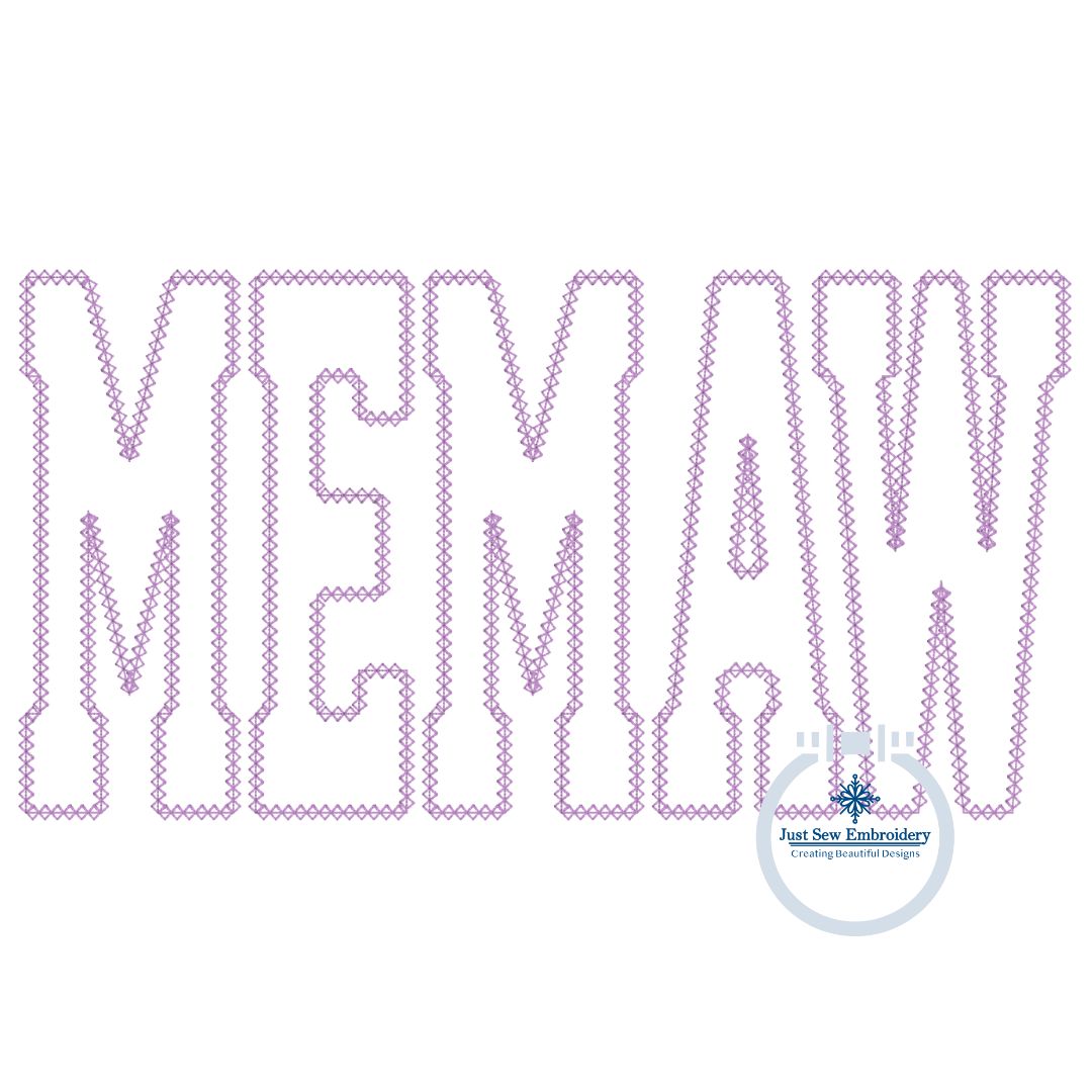 Memaw Diamond Applique Embroidery Design Grandma Mother's Day Gift Four Sizes 5x7, 8x8, 6x10, and 7x12 Hoop