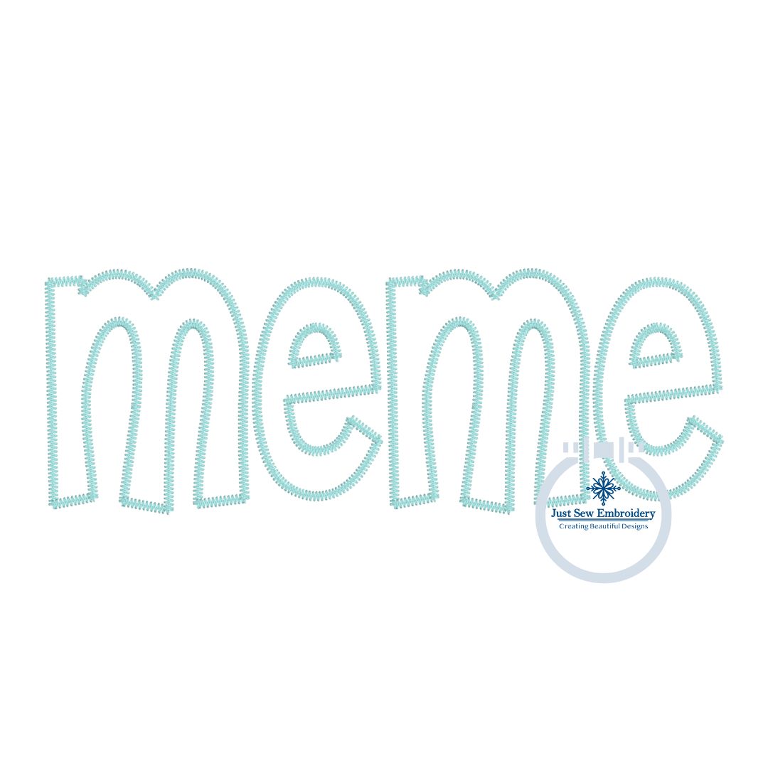 Meme Applique Embroidery Design ZigZag Edge Stitch Grandma Mother's Day Gift 8x12 Hoop