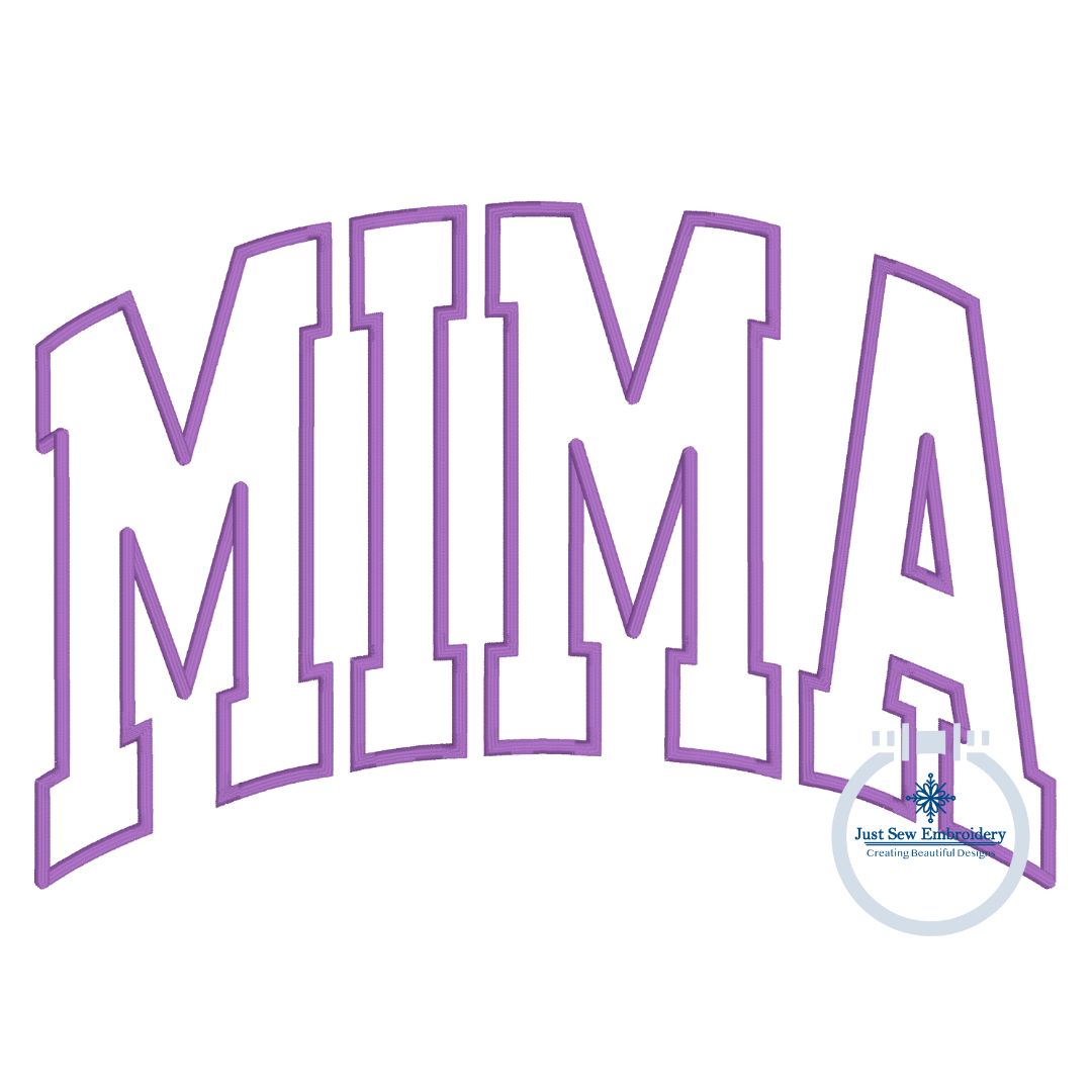 MIMA Arched Applique Embroidery Design Zigzag Stitch Four Sizes Grandma Mother's Day Gift 5x7, 6x10, 8x8, 8x12 Hoop