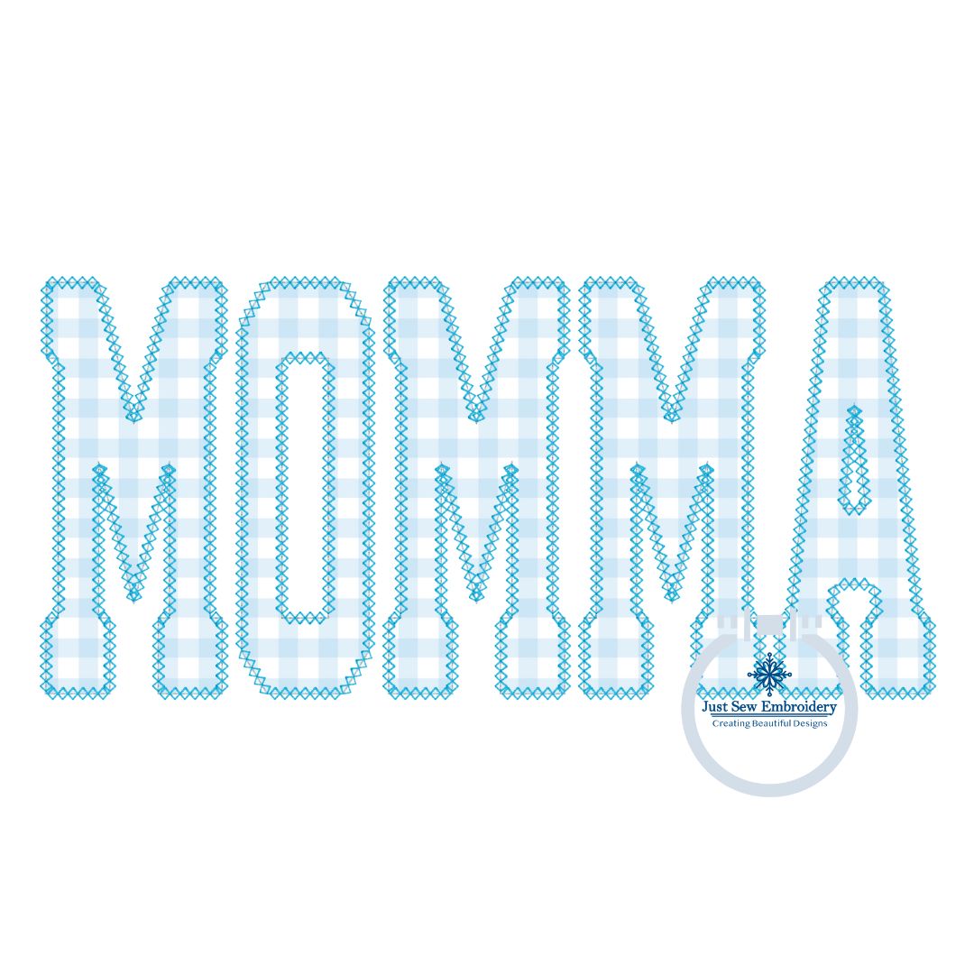 Momma Academic Diamond Applique Embroidery Design Diamond Stitch Four Sizes 5x7, 8x8, 6x10, and 7x12 Hoop