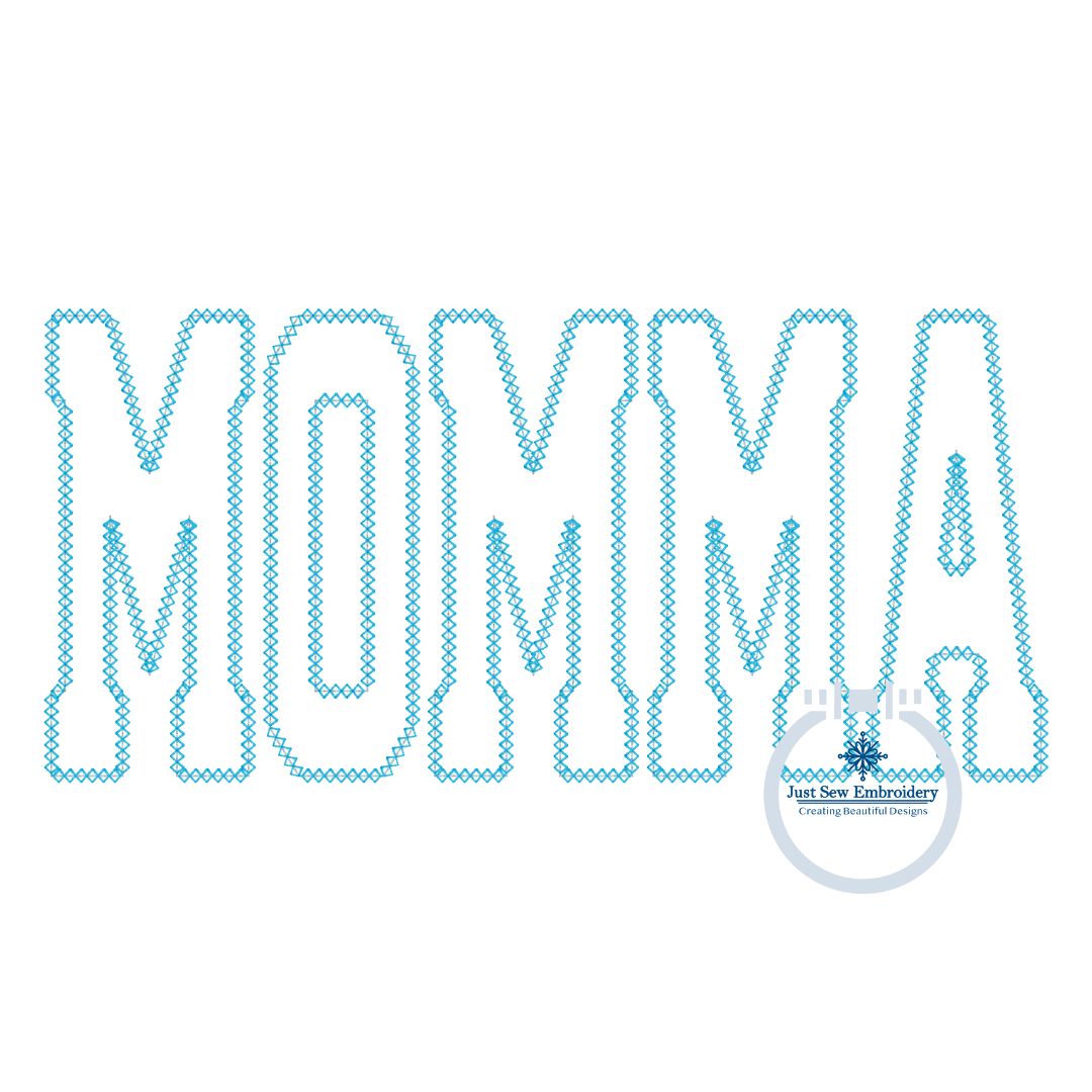 Momma Academic Diamond Applique Embroidery Design Diamond Stitch Four Sizes 5x7, 8x8, 6x10, and 7x12 Hoop