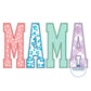 MAMA Multicolor Applique Embroidery Design Satin Edge Stitch Academic Font Mother's Day Gift Five Sizes 5x7, 8x8, 9x9, 6x10, and 7x12 Hoop