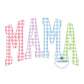 MAMA Arched Multi Colored Raggy Applique Embroidery Design Academic Font Four Sizes 5x7, 8x8, 6x10, and 8x12 Hoop