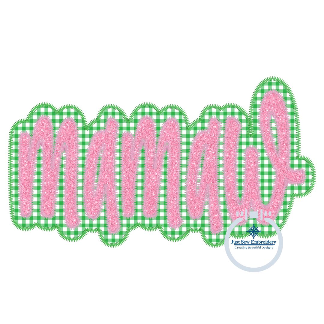 Mamaw Double Zigzag Applique Embroidery Design Grandma Mother's Day Gift Four Sizes 5x7, 8x8, 6x10, and 7x12 Hoop