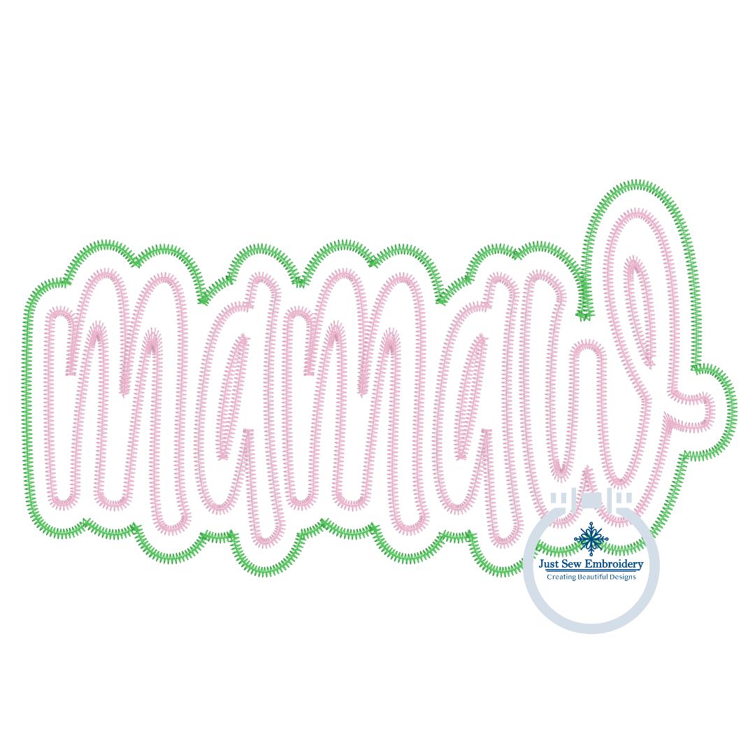 Mamaw Double Zigzag Applique Embroidery Design Grandma Mother's Day Gift Four Sizes 5x7, 8x8, 6x10, and 7x12 Hoop