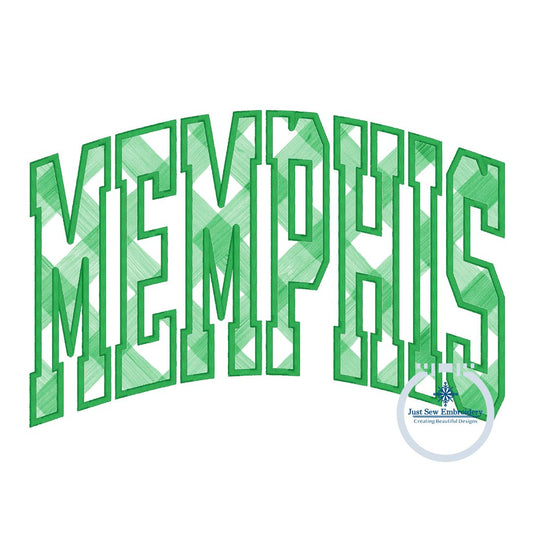 Memphis Arched Applique Embroidery Satin Stitch Six Sizes 5x7, 8x8, 9x9, 6x10, 7x12, and 8x12 Hoop