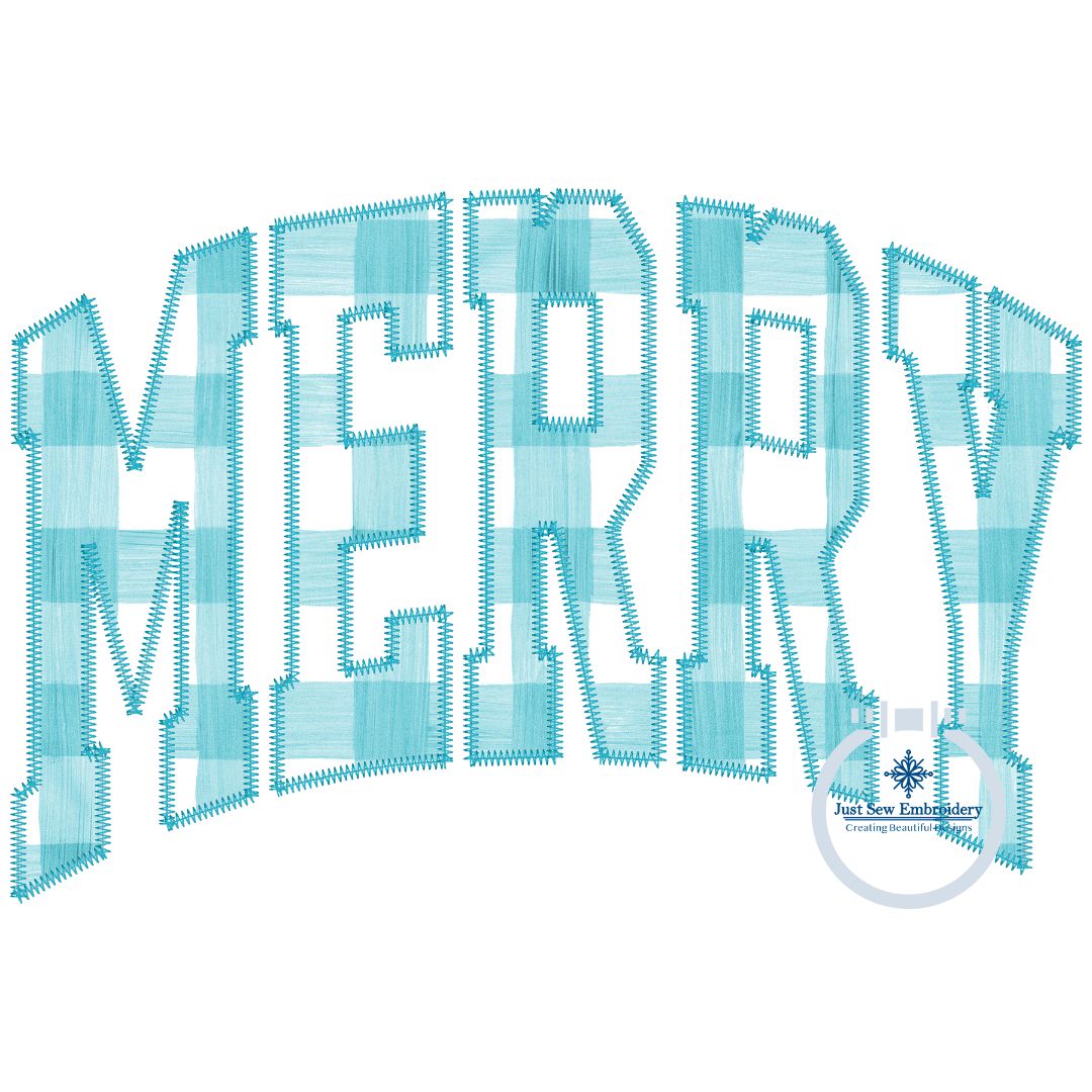 Merry Zigzag Arched Applique Embroidery Machine Design Five Sizes 5x7, 8x8, 6x10, 7x12, and 8x12 Hoop
