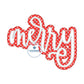 Merry Double Raggy Christmas Applique Embroidery Machine Design with Bean Stitch Edge Four Sizes 5x7, 8x8, 7x12, 8x12 Hoop