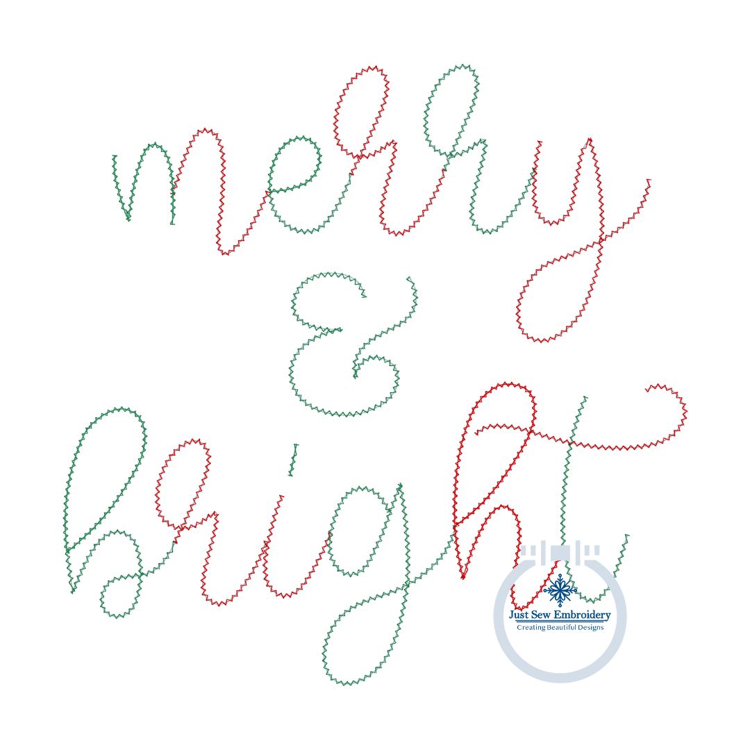 Merry & Bright Chenille Yarn Embroidery Machine Design Script 10 Sizes 8x8, 9x9, 10x10, 11x11, 12x12, 13x13, 14x14, 15x15, 16x16, and 17x17