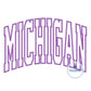 Michigan Arched Satin Applique Embroidery Design MI Four Sizes 9x9, 6x10, 7x12, and 8x12 Inch Hoop