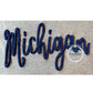 Michigan Script Chenille Yarn Applique Embroidery Four Sizes 8x8, 9x9, 6x10, 7x12 Hoop