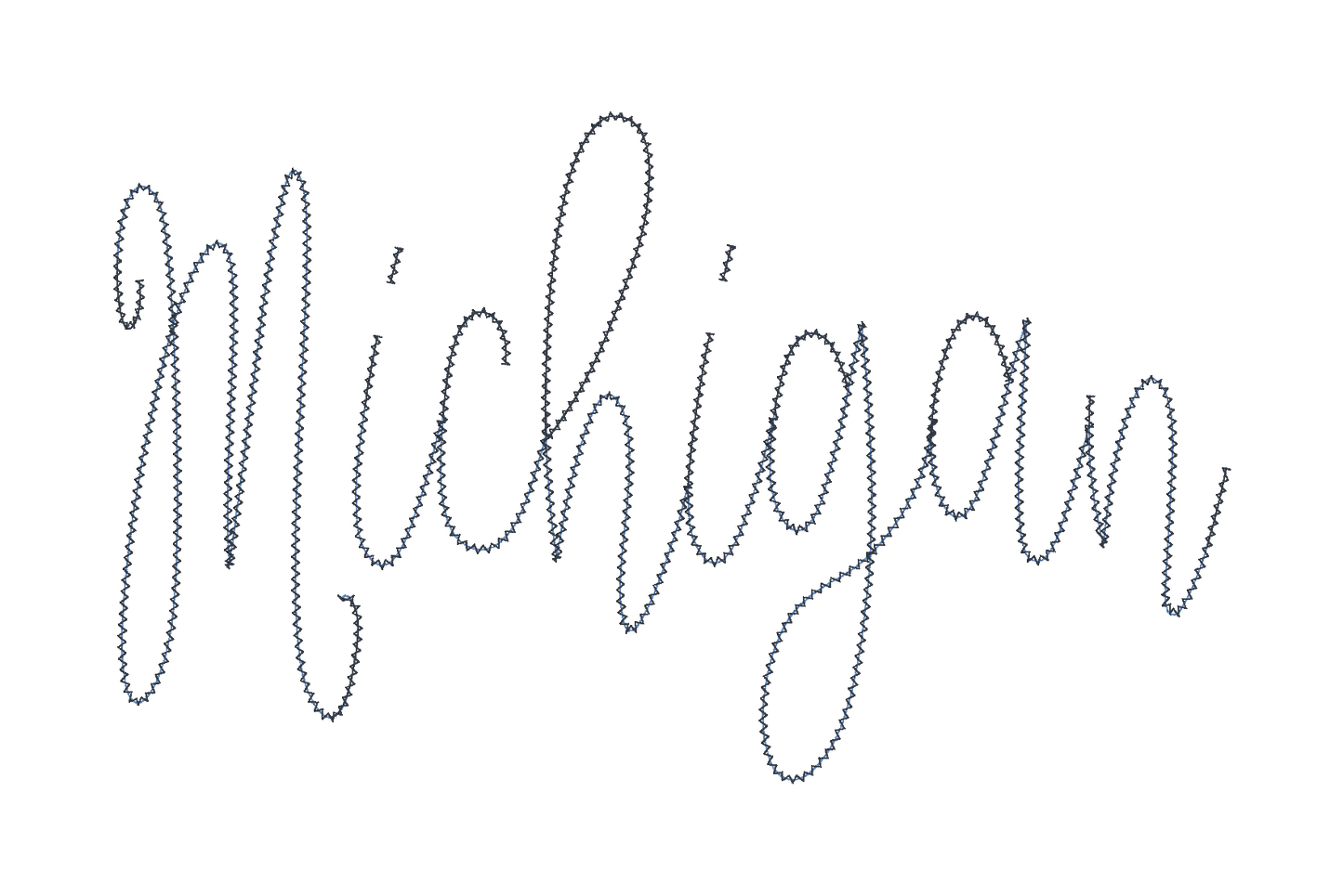 Michigan Script Chenille Yarn Applique Embroidery Four Sizes 8x8, 9x9, 6x10, 7x12 Hoop