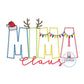MIMA Claus Christmas Applique Embroidery Design Zigzag Applique Five Sizes 5x7, 8x8, 6x10, 7x12, and 8x12 Hoop