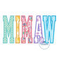 Mimaw Satin Edge Multi Color Applique Embroidery Design Grandma Mother's Day Gift Five Sizes 5x7, 8x8, 9x9, 6x10, and 7x12 Hoop