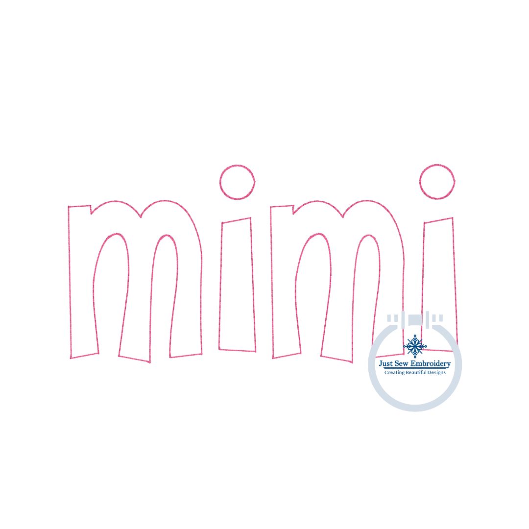 Mimi Applique Embroidery Design Raggy Bean Edge Stitch Grandma Mother's Day Gift Two Sizes to fit 5x7 and 8x12