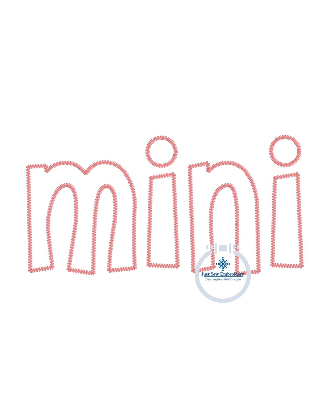 Mini Applique Embroidery Design ZigZag Edge Stitch Grandma Mother's Day Gift Three Sizes 5x7, 6x10, and  8x12 Hoop