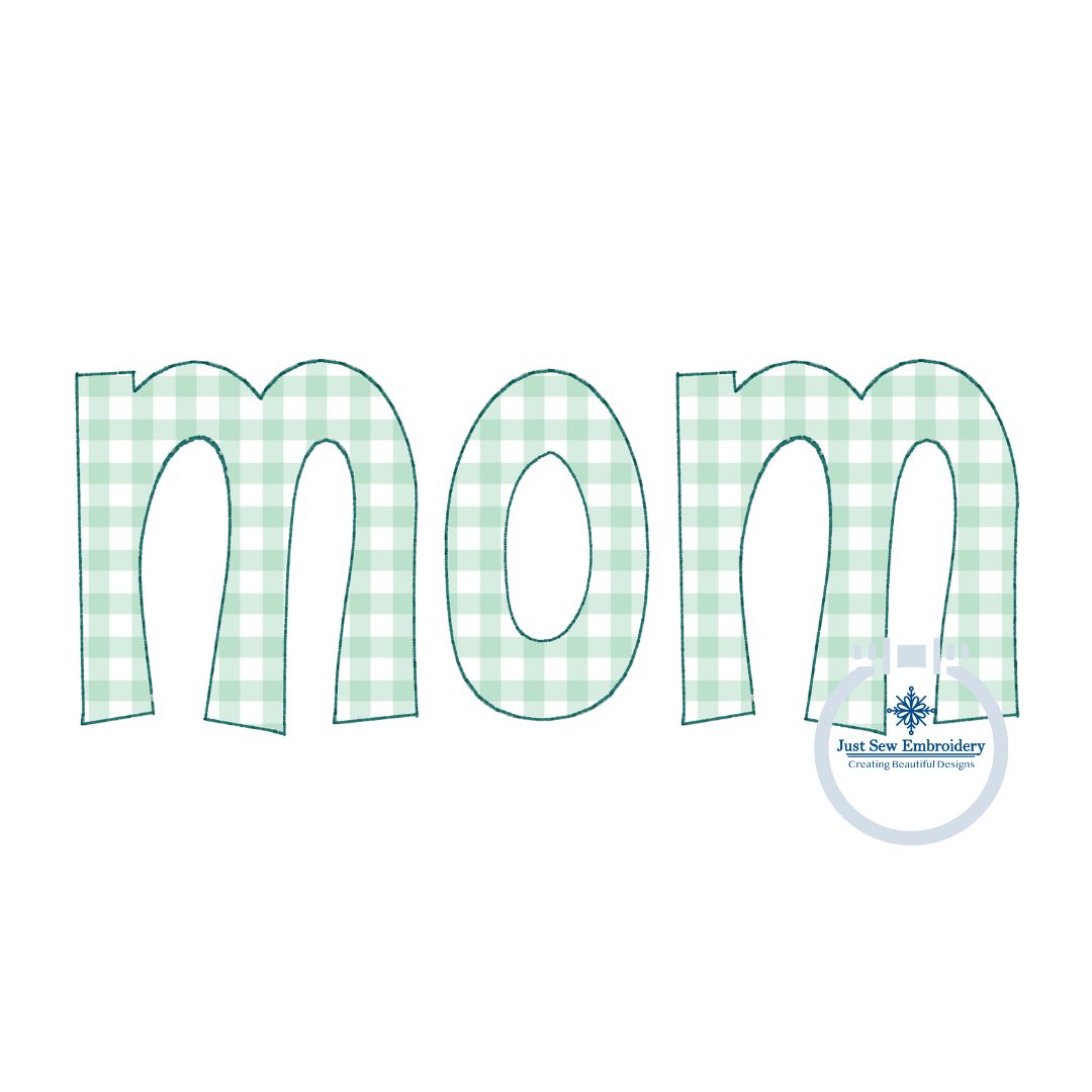 Mom Applique Embroidery Design Raggy Bean Stitch Mother's Day Gift 8x12 Hoop