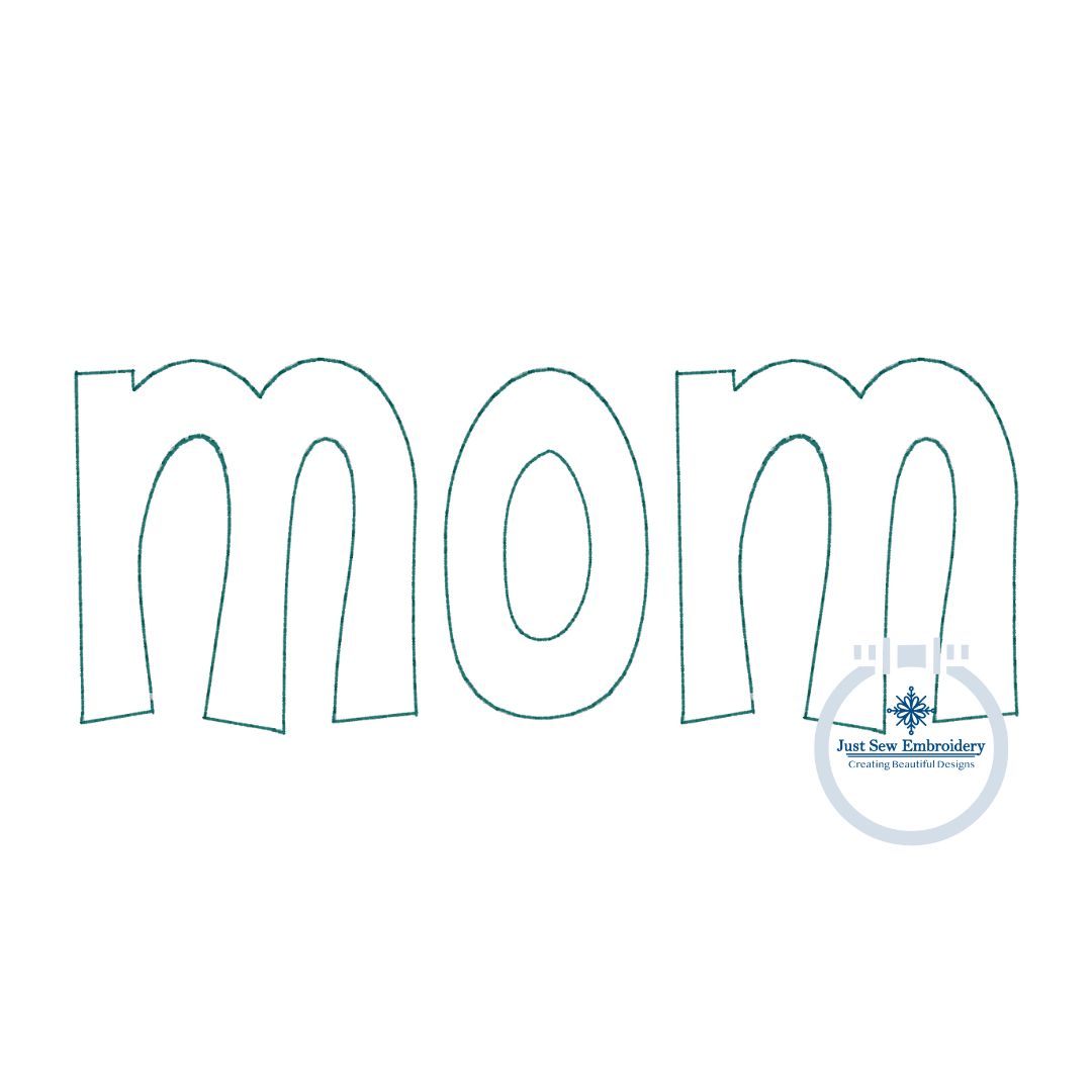 Mom Applique Embroidery Design Raggy Bean Stitch Mother's Day Gift 8x12 Hoop